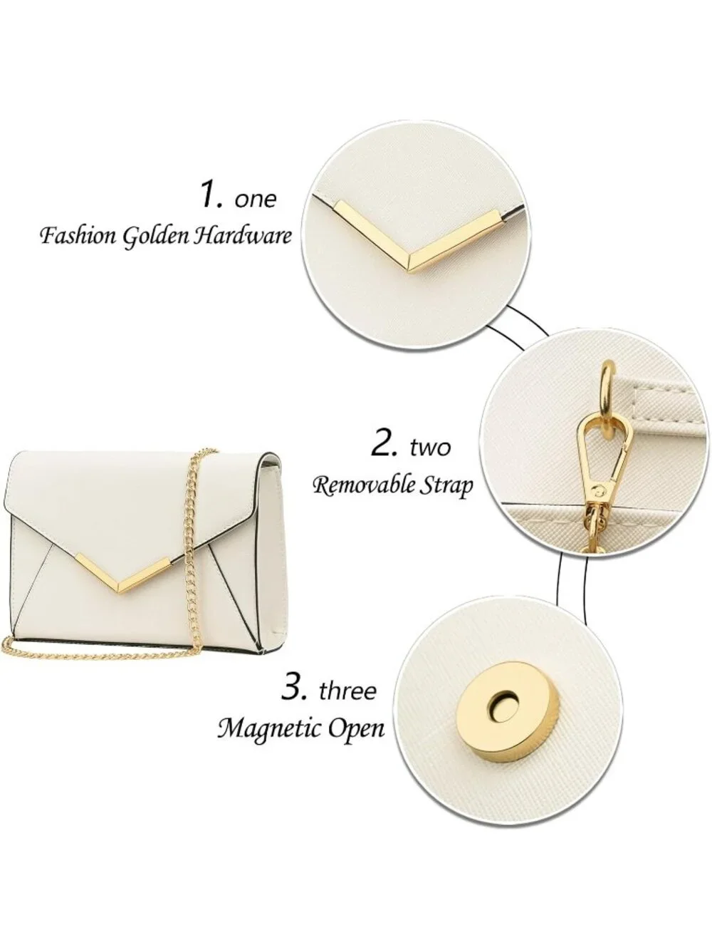 👜 Women's White Faux Leather Evening Handbag Party Wedding Prom Clutch Purses